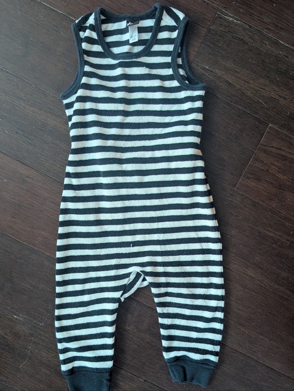 TEA Collection Striped Black and White Terry Cloth Romper